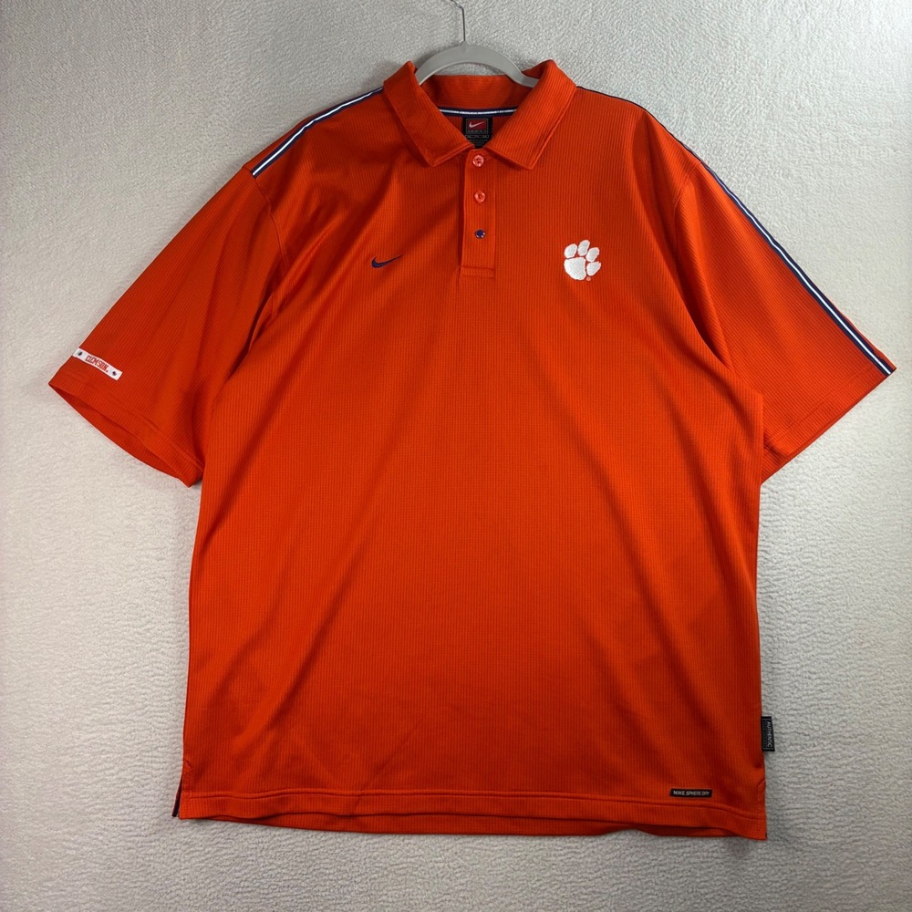 Vintage Nike Clemson Tiger Polo Shirt Men XL Orange Pearl College Preppy 90s Y2K - Picture 2 of 9
